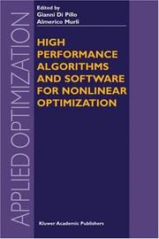 High performance algorithms and software for nonlinear optimization cover