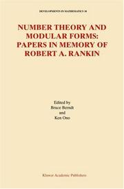 Cover of: Number Theory and Modular Forms: Papers in Memory of Robert A. Rankin (Developments in Mathematics)