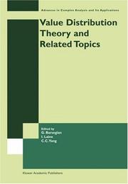 Cover of: Value Distribution Theory and Related Topics (Advances in Complex Analysis and Its Applications)