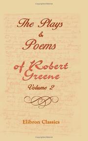 Cover of: The Plays & Poems of Robert Greene: Volume 2
