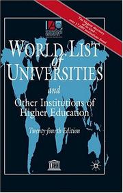 Cover of: World List of Universities and Other Institutions of Higher Education | International Association of Universities.