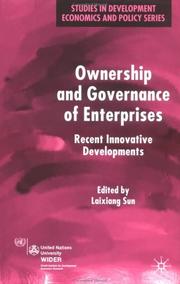 Cover of: Ownership and Governance of Enterprises: Recent Innovative Developments (Studies in Development Economics and Policy)