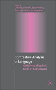 Cover of: Contrastive analysis in language: identifying linguistic units of comparison