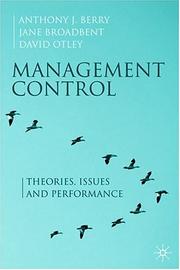 Cover of: Management control: theories, issues, and performance