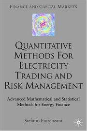 Cover of: Quantitative Methods for Electricity Trading and Risk Management by Stefano Fiorenzani