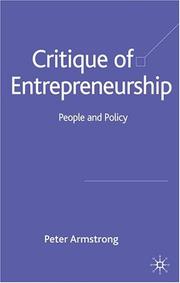 Cover of: Critique of Entrepreneurship: People and Policy