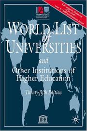 Cover of: World List of Universities: And Other Institutions of Higher Education, 25th Edition (World List of Universities/Liste Mondiale Des Universites)
