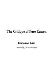 Cover of: The Critique of Pure Reason by Immanuel Kant