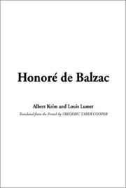 Cover of: Honori De Balzac