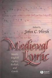 Cover of: Medieval lyric by edited with an introduction and commentary by John C. Hirsh.