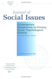 Cover of: Contemporary Perspectives on Privacy: Social, Psychological, Political (Journal of Social Issues)