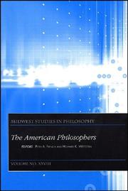 Cover of: American Philosophers (Midwest Studies in Philosophy)