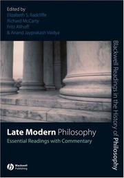 Cover of: Late Modern Philosophy: Essential Readings with Commentary (Blackwell Readings in the History of Philosophy)