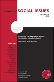 Cover of: Post-Cold War Peace Psychology More Differentiated, Contexualized and Systemic (Journal of Social Issues) by Daniel J. Christie