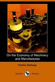 Cover of: On the Economy of Machinery And Manufactures by Charles Babbage