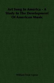 Cover of: Art Song In America - A Study In The Development Of American Music