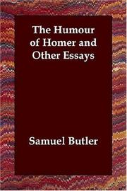 Cover of: The Humour of Homer and Other Essays by Samuel Butler, Samuel Butler