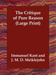 Cover of: The Critique of Pure Reason (Large Print) by Immanuel Kant