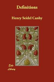 Cover of: Definitions | Henry Seidel Canby