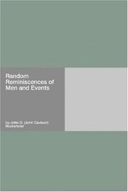 Cover of: Random Reminiscences of Men and Events