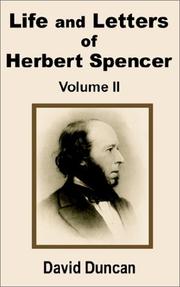 Cover of: Life and Letters of Herbert Spencer