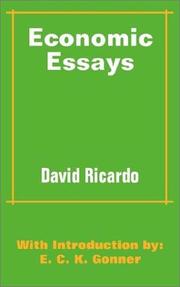 Cover of: Economic Essays by David Ricardo, E. C. K. Gonner