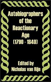 Cover of: Autobiographers of the Reactionary Age 1790 - 1840