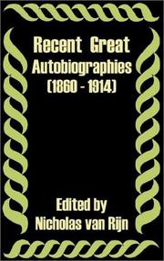 Cover of: Recent Great Autobiographies 1860 - 1914