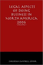 Cover of: Legal Aspects of Doing Business in North America - Volume I