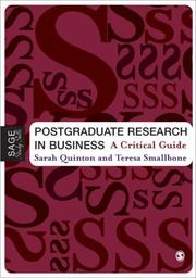 Cover of: Postgraduate Research in Business: A Critical Guide (Sage Study Skills)