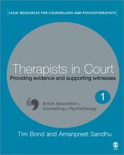Cover of: Therapists in Court: Providing Evidence and Supporting Witnesses (Legal Resources Counsellors & Psychotherapists)