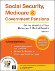 Cover of: Social Security, Medicare & Government Pensions by Joseph Matthews, Dorothy B Matthews