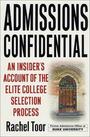 Cover of: Admissions Confidential by Rachel Toor