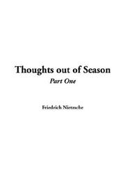 Cover of: Thoughts Out Of Season by Friedrich Nietzsche