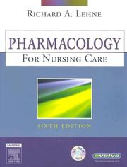 Cover of: Pharmacology for Nursing Care