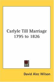 Cover of: Carlyle Till Marriage 1795 to 1826