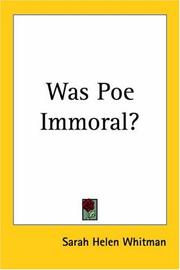 Cover of: Was Poe Immoral?