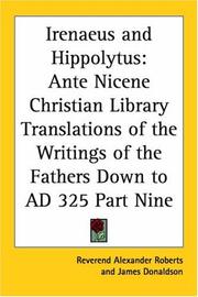 Front cover of Irenaeus And Hippolytus by Unknown