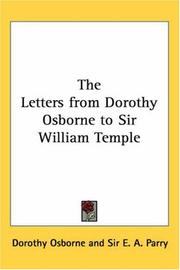 Cover of: The Letters from Dorothy Osborne to Sir William Temple | Dorothy Osborne