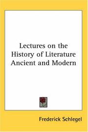 Cover of: Lectures on the History of Literature Ancient and Modern