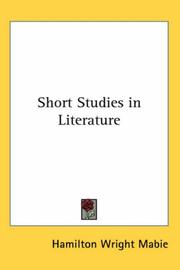 Cover of: Short Studies in Literature by Hamilton Wright Mabie