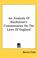 Cover of: An Analysis of Blackstone's Commentaries on the Laws of England