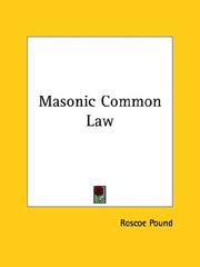 Cover of: Masonic Common Law by Roscoe Pound