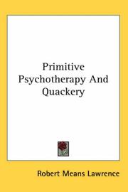 Cover of: Primitive Psychotherapy And Quackery