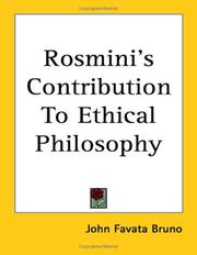 Cover of: Rosmini's Contribution to Ethical Philosophy by John Favata Bruno