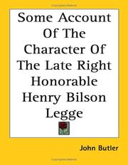 Cover of: Some Account of the Character of the Late Right Honorable Henry Bilson Legge