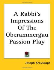 Cover of: A Rabbi's Impressions of the Oberammergau Passion Play by Krauskopf, Joseph