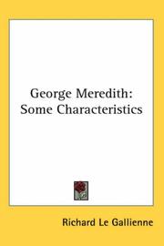 Cover of: George Meredith | Richard Le Gallienne