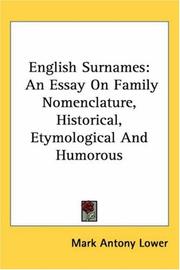 Cover of: English surnames