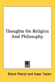 Book cover: Thoughts On Religion And Philosophy | Blaise Pascal